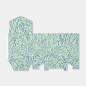 Mint Groen Blauw Scrollwork Grafisch ontwerp Bedankdoosjes (Uitgevouwen)