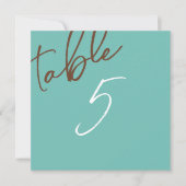 Mint Groen, Bruin Trouwtafel Nummer Kaart (Voorkant)