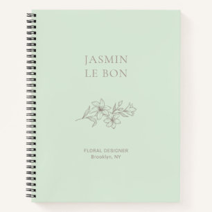 Mint Groen Chic Minimalist Floral Notitieboek