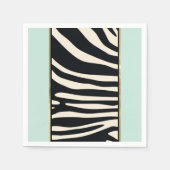 Mint-groen, crème en zwarte zebraafdrukken servet (Voorkant)