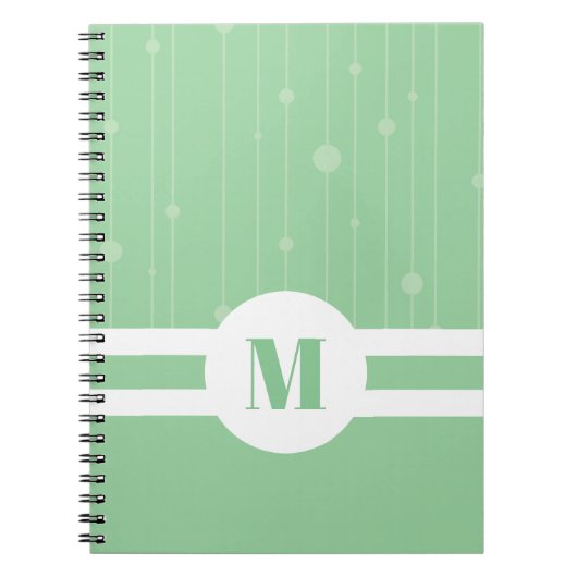 Mint-groen, ecofriendly monogram pastel modern notitieboek (Voorkant)