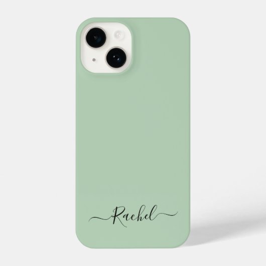 Mint Groen Eenvoudig Minimalistisch Eigen Naam Scr iPhone Hoesje (Achterkant)