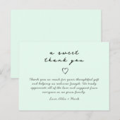 Mint groen elegante baby dank u kaart (Voorkant / Achterkant)