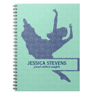 Mint-groen en blauw Dancer Silhouette Illustratie Notitieboek