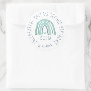 Mint-groen en blauwe toon-boho-regenboog ronde sticker