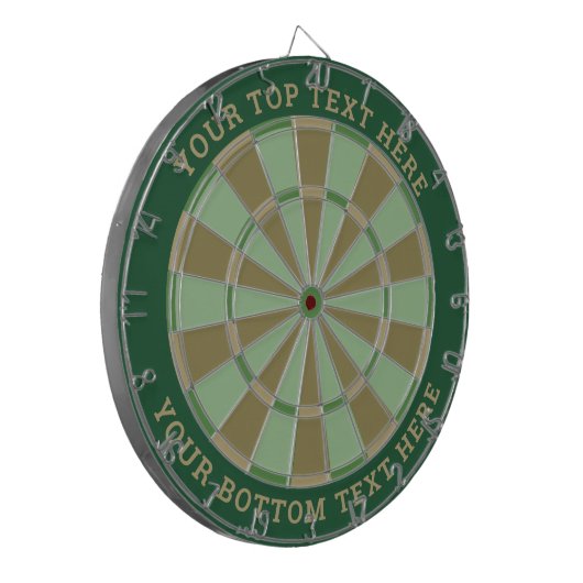 Mint Groen en Bruin Dartbord met aangepaste tekst (Voorkant Links)