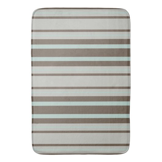 Mint Groen en Bruin Stripe Patroon Badmat (Voorkant Verticaal)