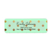 Mint Groen en Gouden Folie Polka Dots Etiket (Voorkant)