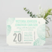 Mint Groen en Grijs Succulent Moderne Bruiloft Kaart (Staand voorkant)