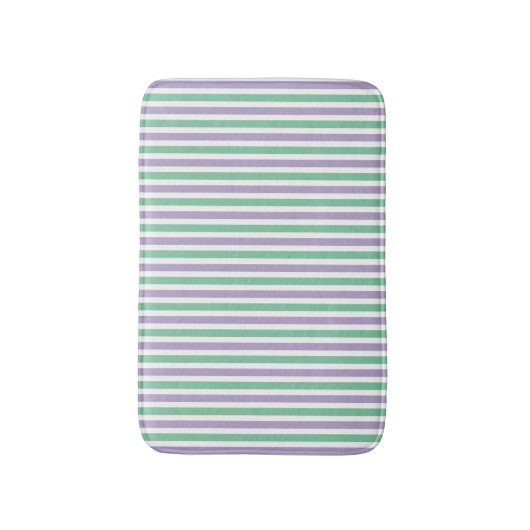 Mint groen en lavender strips modern badmat (Voorkant Verticaal)