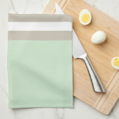 Mint groen en neutraal grijs striped patroon theedoek (Quarter Fold)