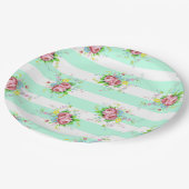 Mint Groen en Roze Bloemen Dinner Paper Borden Papieren Bordje (Gekanteld)