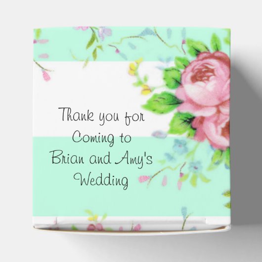 Mint groen en roze bloemendoos Snoep Bedankdoosjes (Bovenkant)