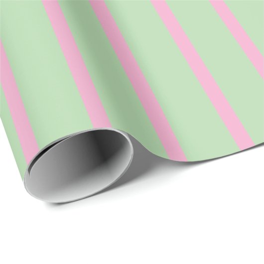 Mint groen en roze gestreept pastel inpakpapier (Rol Hoek)