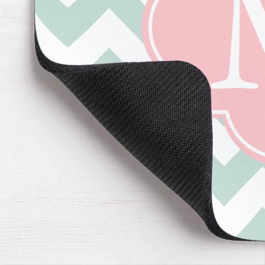 Mint Groen en Roze Moderne Chevron Custom Monogram Muismat (Hoek)