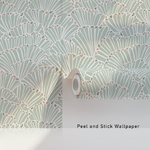 Mint Groen en Stoffig Roze Shell Art Deco Behang