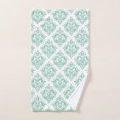 Mint-groen en wit  damaskpatroon bad handdoek (Handdoek)