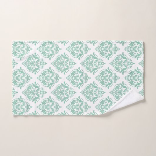 Mint-groen en wit  damaskpatroon bad handdoek (Handdoek)