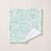 Mint-groen en wit  damast monogram bad handdoek (Wasdoekje)