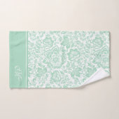 Mint-groen en wit  damast monogram bad handdoek (Handdoek)