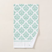 Mint-groen en wit  damast monogram bad handdoek (Handdoek)