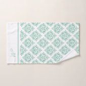 Mint-groen en wit  damast monogram bad handdoek (Handdoek)