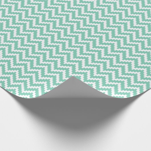 Mint-groen en wit Ikat Chevron patroon Cadeaupapier (Hoek)
