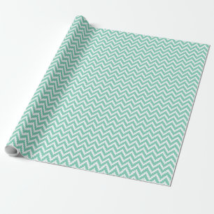 Mint-groen en wit Ikat Chevron patroon Cadeaupapier