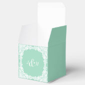 Mint groen en wit kant aangepaste gunst doos bedankdoosjes (Geopend)