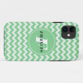 Mint-groen en wit monogram Chevron Pattern Case-Mate iPhone Case (Achterkant (horizontaal))