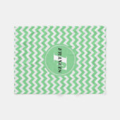 Mint-groen en wit monogram Chevron Pattern Fleece Deken (Voorkant (Horizontaal))