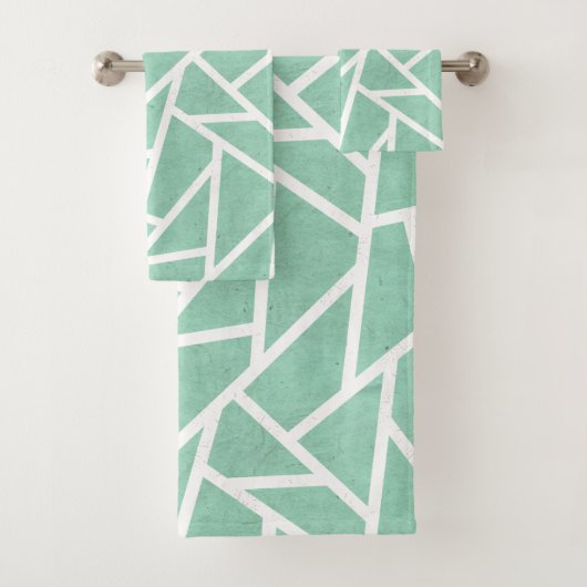 Mint groen en wit mozaïekpatroon bad handdoek (Insitu)