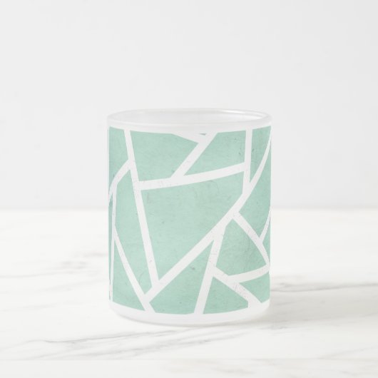 Mint groen en wit mozaïekpatroon matglas koffiemok (Center)