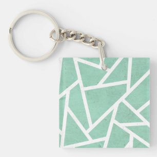 Mint groen en wit mozaïekpatroon sleutelhanger