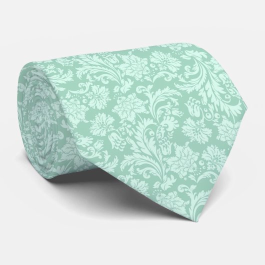 Mint groen en wit patroon stropdas (Opgerold)