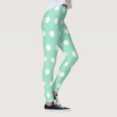 Mint Groen en Wit Polka Dot Pattern Girly Schattig Leggings (Rechts)