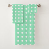 Mint groen en wit Stippen Moderne elegante Sjabloo Bad Handdoek (Insitu)