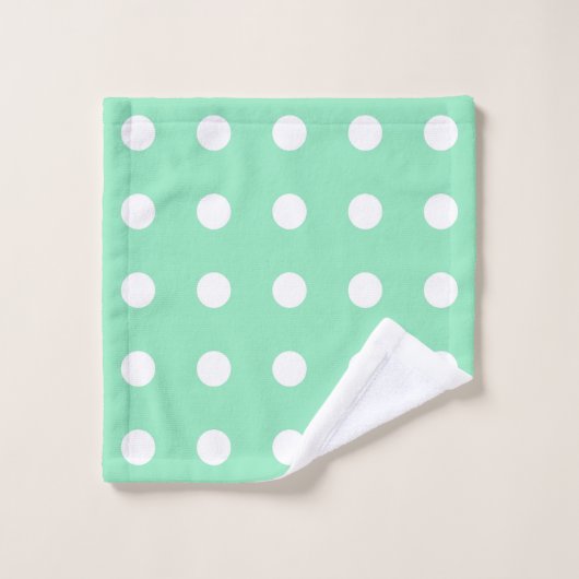 Mint groen en wit Stippen Moderne elegante Sjabloo Bad Handdoek (Wasdoekje)