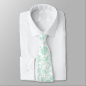 Mint-groen en witte Floral Damaskers Stropdas (Gebonden)