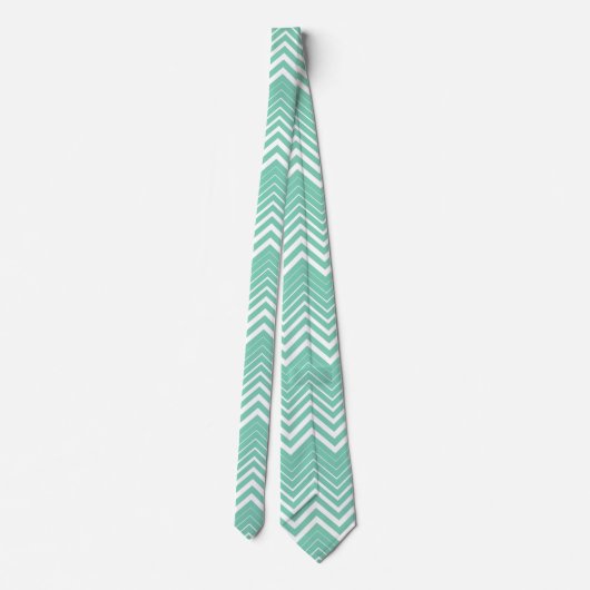 Mint-groen en witte zigzag Chevron Stropdas (Achterkant)