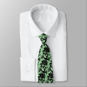 MINT GROEN EN ZWARTE DRAGON ONTWERP STROPDAS (Gebonden)