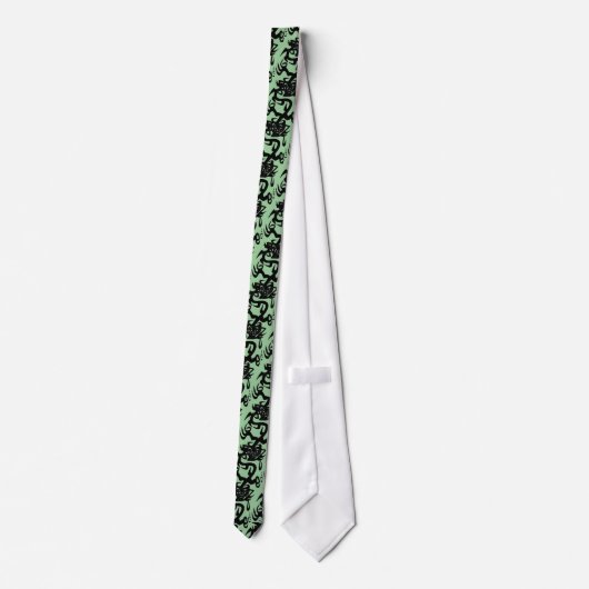 MINT GROEN EN ZWARTE DRAGON ONTWERP STROPDAS (Achterkant)