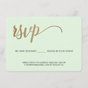 Mint groen faux goud gereserveerde stoel RSVP geen Informatiekaartje