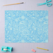 Mint-groen Floral Paisley Blue Background Tissuepapier (Craft)
