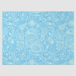 Mint-groen Floral Paisley Blue Background Tissuepapier