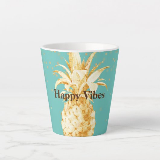 Mint Groen Geel Goud Ananas Latte Mok (Voorkant)