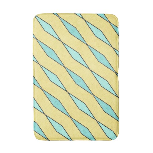 Mint Groen Geel Zwart Diagonaal Retro Modern Badmat (Voorkant Verticaal)