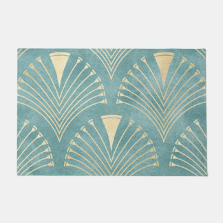 Mint groen, goud, Art Decopatroon, , retro, me Deurmat