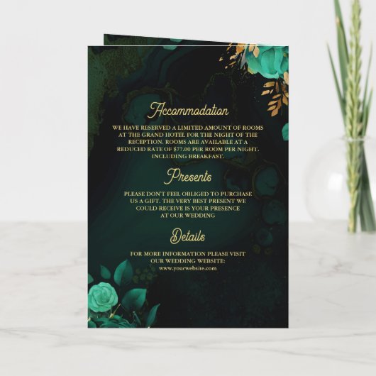 Mint Groen Goud Bloemen QR Code Moslim Bruiloft (Achterkant)