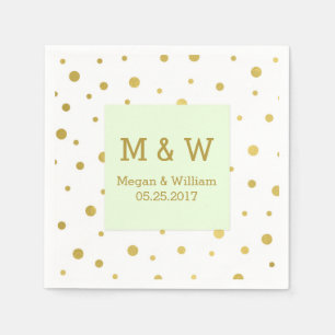 Mint Groen Goud Confetti bruiloft Monogram Servetten